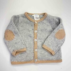 Jacadi Paris Baby Cardigan 6M Wool Alpaca Old Money Preppy Kids Elbow Patches